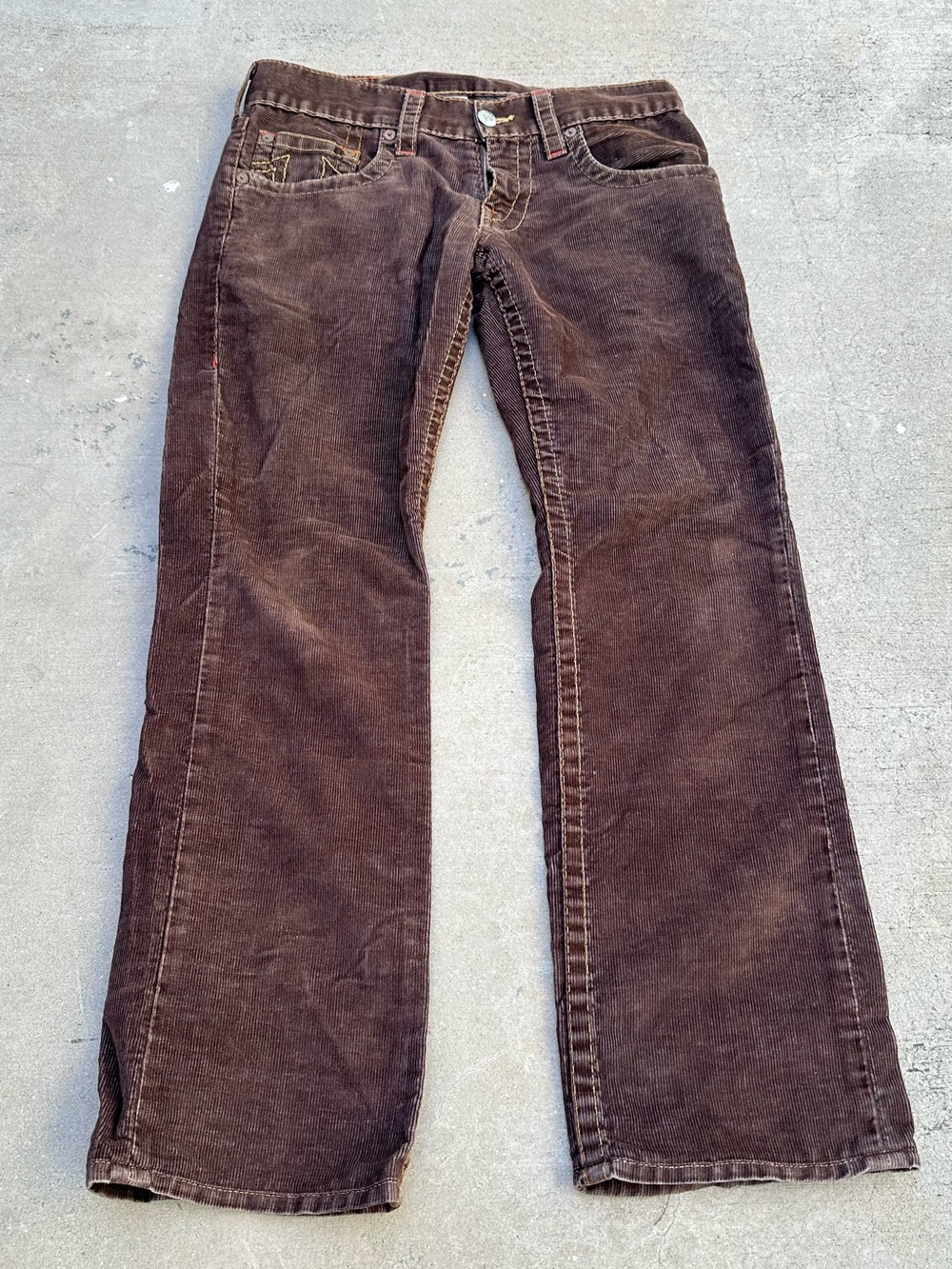 True Religion Bobby Men’s Vintage Classic Fit Corduroy Jeans Pants Brown ~Row 31